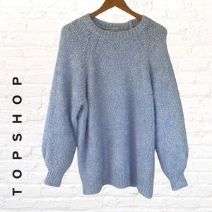TOP Shop Light Blue Boucle Crewneck Sweater Size Small